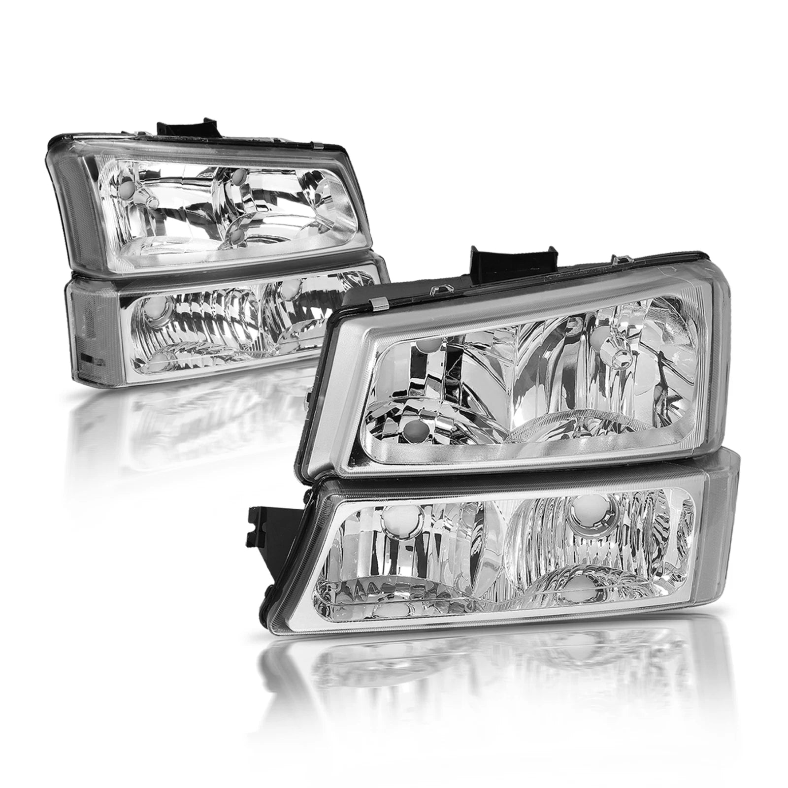 Chrome Housing Clear Corner Headlights for Chevrolet Silverado (2003–2006)