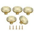 Set of 5 Zinc Alloy Round Drawer Knobs in Gold Finish