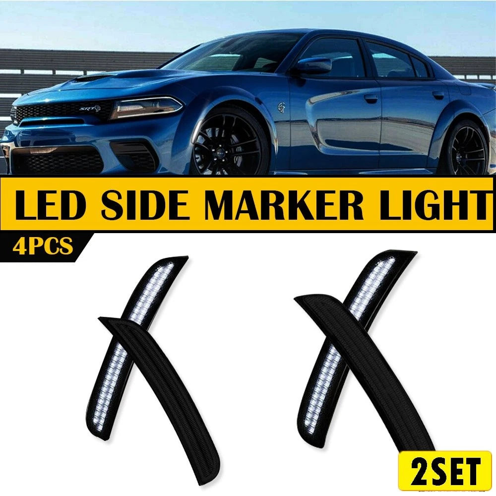 8x LED Front+Rear Smoked Marker Lights for Dodge Charger (2015–2022)