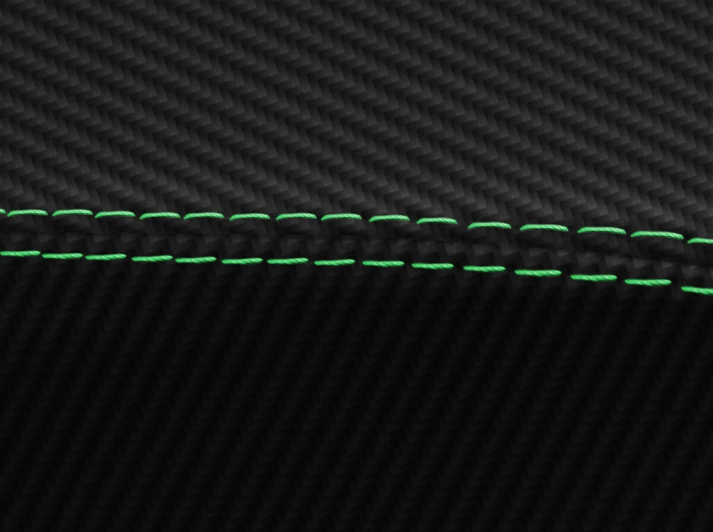 Console Lid Armrest Cover for Hummer H3 (2005–2010) Carbon Fiber Green Stitch