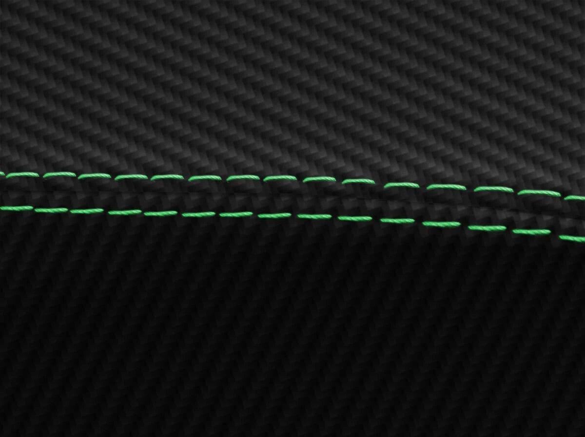 Console Lid Armrest Cover for Hummer H3 (2005–2010) Carbon Fiber Green Stitch