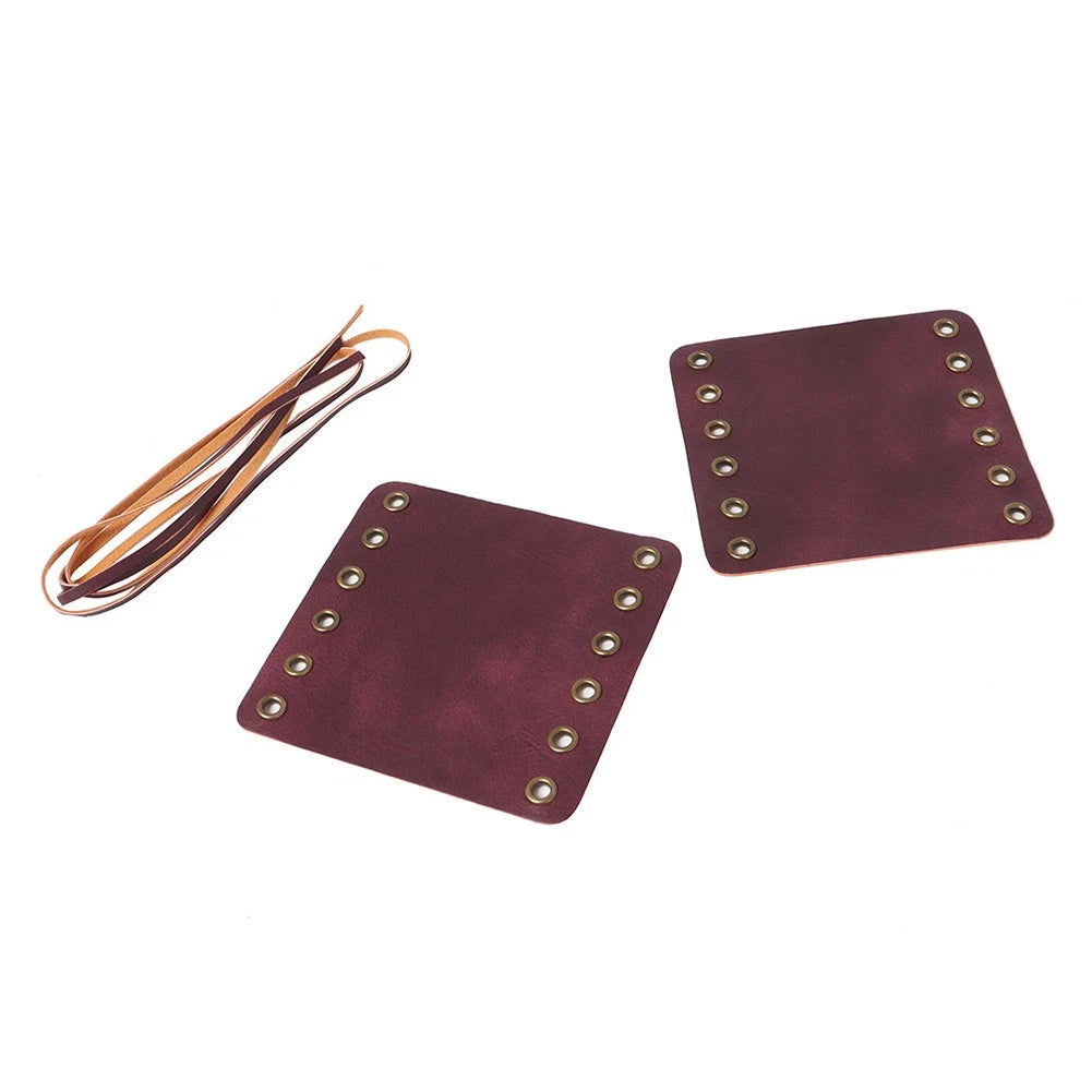 2X 22mm Leather Hand Grips Covers for Universal Motorcycles (Retro Wine Red)