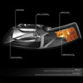 Pair of Black/Amber Corner Headlights for Ford Mustang (1999–2004)