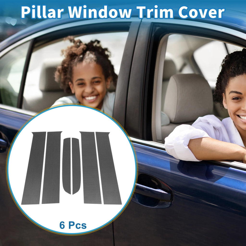 Set of 6 Door Pillar Window Trim for Ford Ranger (Carbon Fiber)