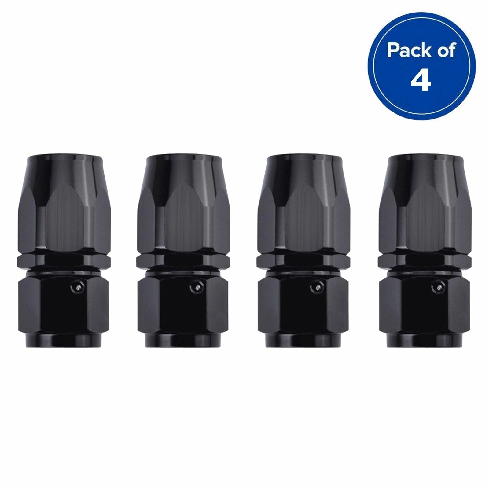 Set of 4 Black 0° Straight Swivel Fuel Oil Hose End Fittings 4AN 6AN 8AN 10AN 12AN