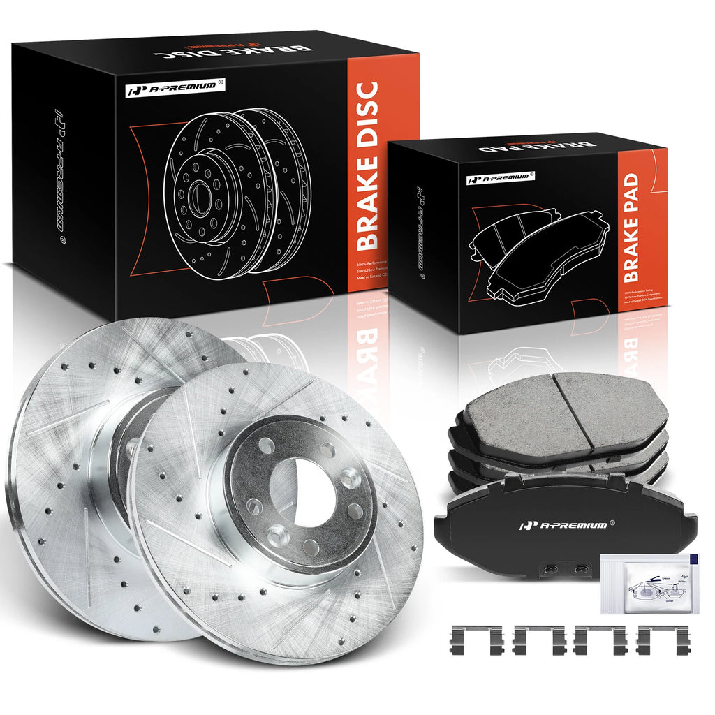 Front Drilled Brake Rotor & Ceramic Pad Set for Ford Crown Victoria (1998–2002)