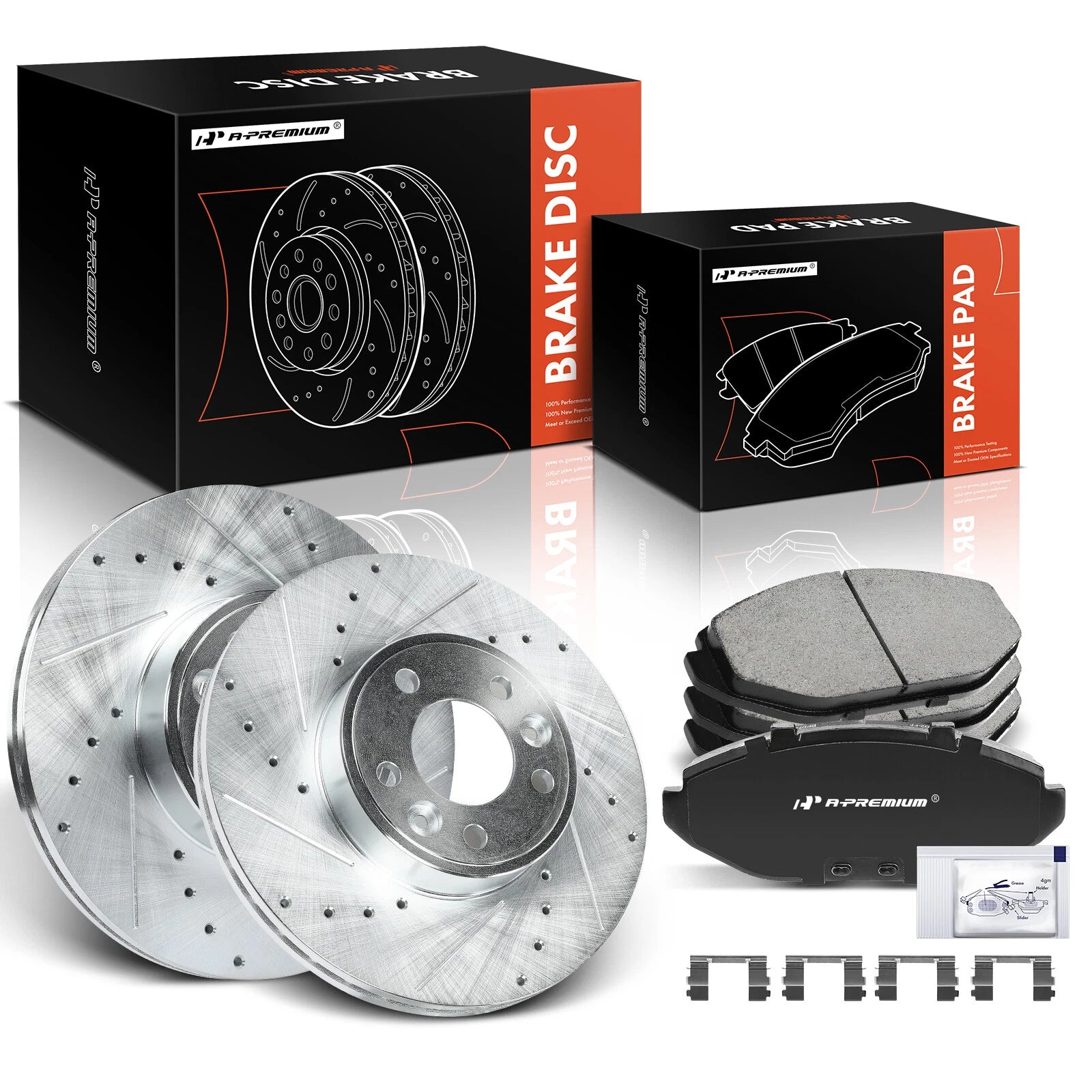 Front Drilled Brake Rotor & Ceramic Pad Set for Ford Crown Victoria (1998–2002)