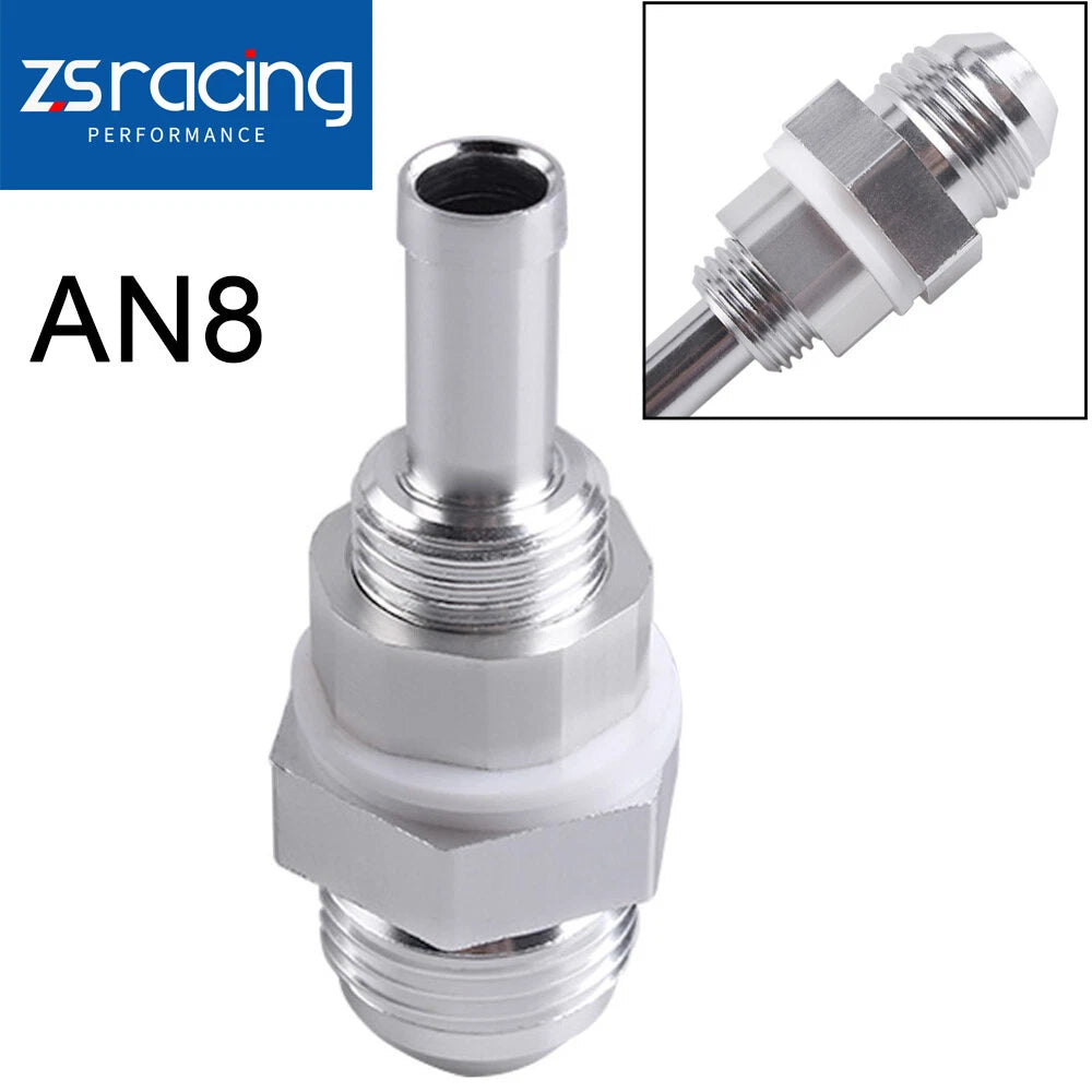 AN8 Male Flare Bulkhead to 3/8 Hose Barb Fuel Tank Fitting for Universal