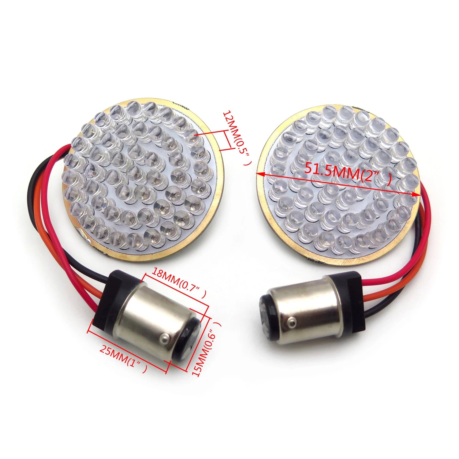 2" Bullet Red LED Turn Signal Lights for Harley Touring (Fits 1157)