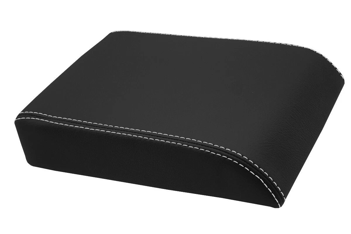 Leather Console Lid Armrest Cover for Ford Escape (2008–2012) White Stitch