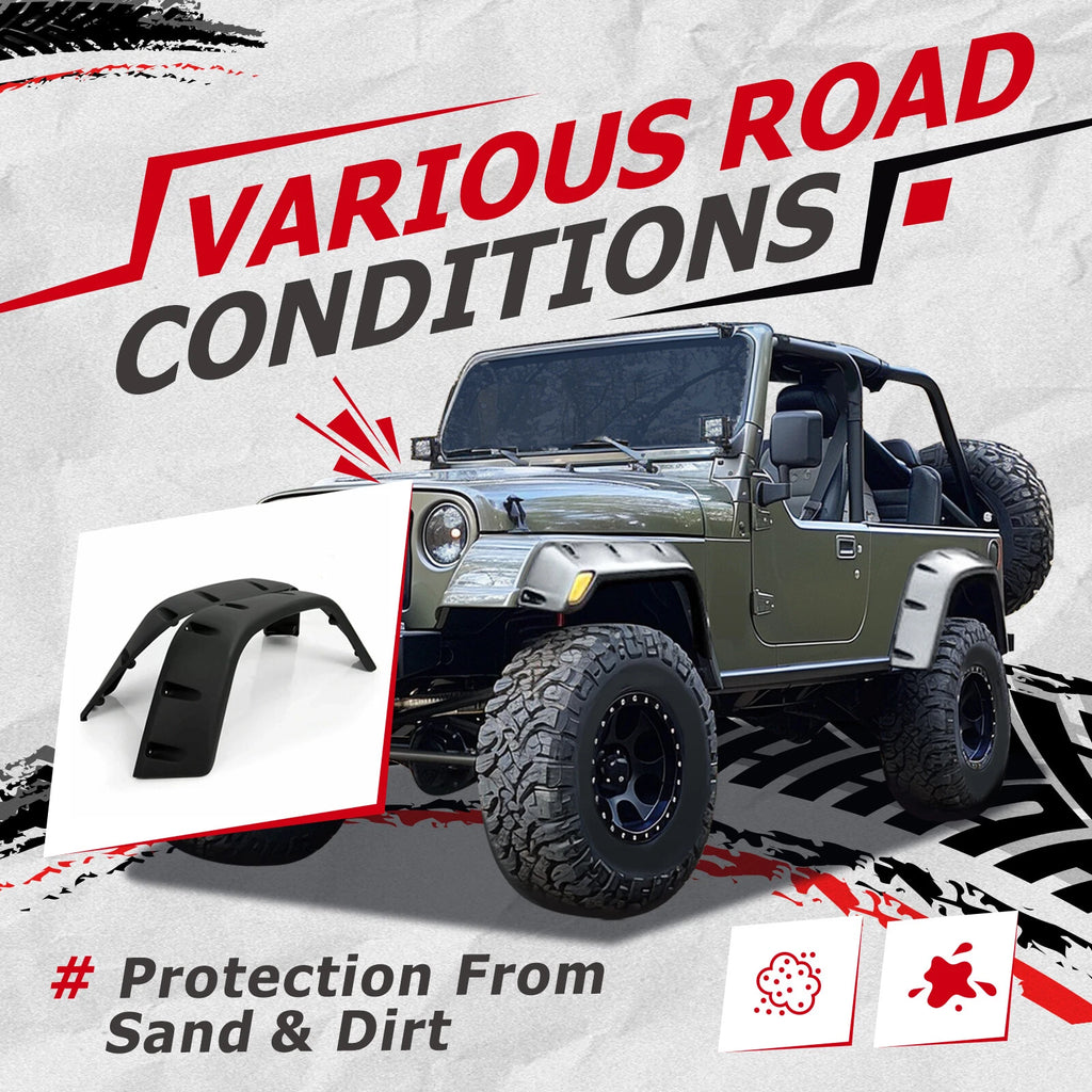Set of 6 Pocket Extended Fender Flares for Jeep Wrangler TJ (1997–2006)