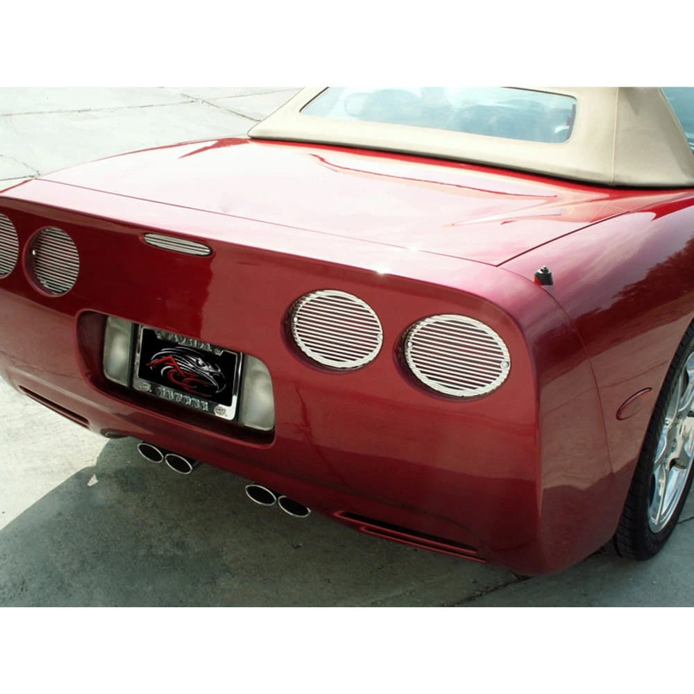 Polished Stainless Steel Tail Light Grilles Billet Style for 1997-2004 Corvette