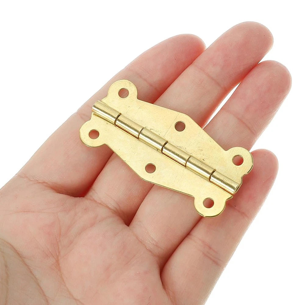 Set of 6 Wooden Box Hinges for Jewelry Box Cabinet Toolbox - Gold