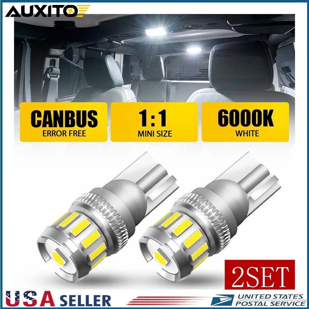Set of 4 AUXITO T10 White LED License Plate Side Marker Light Bulbs for US Vehicles