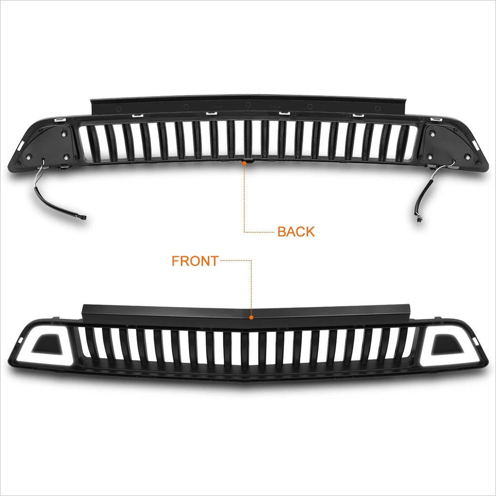 Vertical Fence Front Lower Bumper Grille Frame w/LED Ring for Ford Mustang (2015–2017)