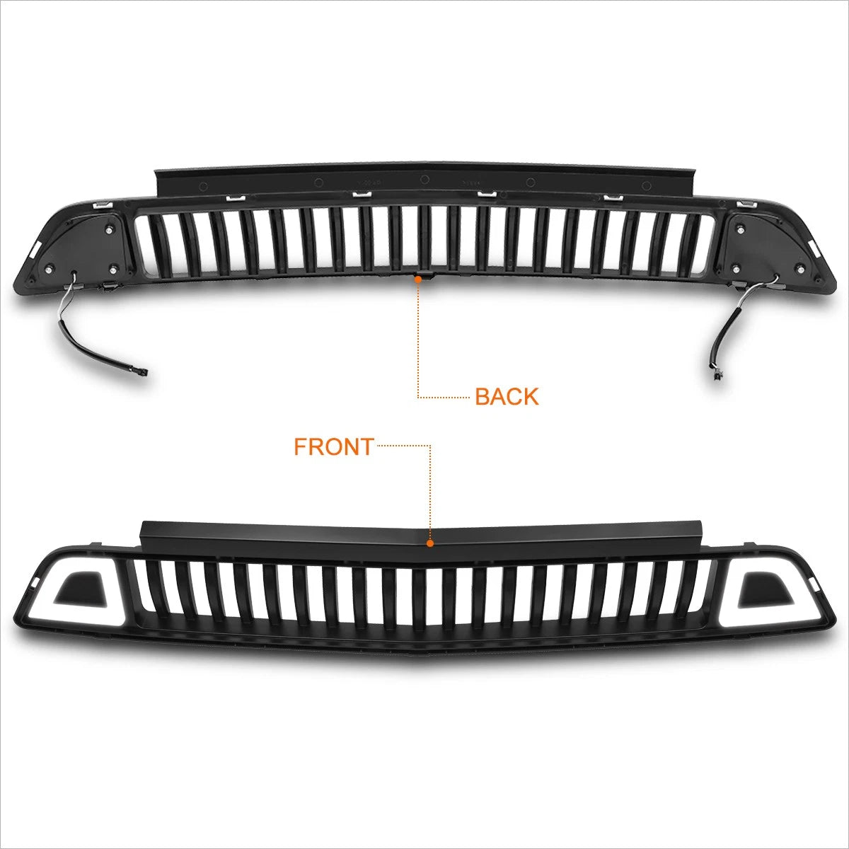 Vertical Fence Front Lower Bumper Grille Frame w/LED Ring for Ford Mustang (2015–2017)
