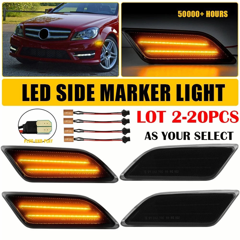 2X Smoked Amber Side Marker Lights for Mercedes Benz C250 C300 C350 C63 (2012–2014)