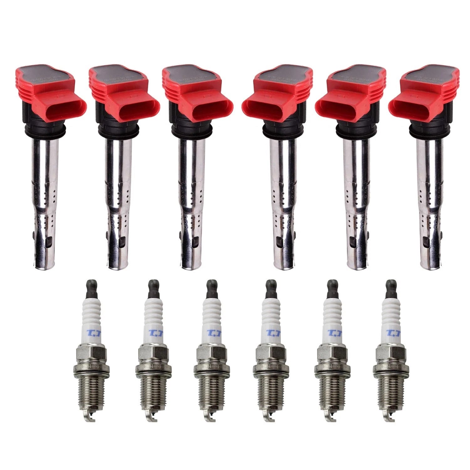 Set of 6 Ignition Coils & Denso Platinum Spark Plugs for Audi A4 A5 A6 (2005–2012)