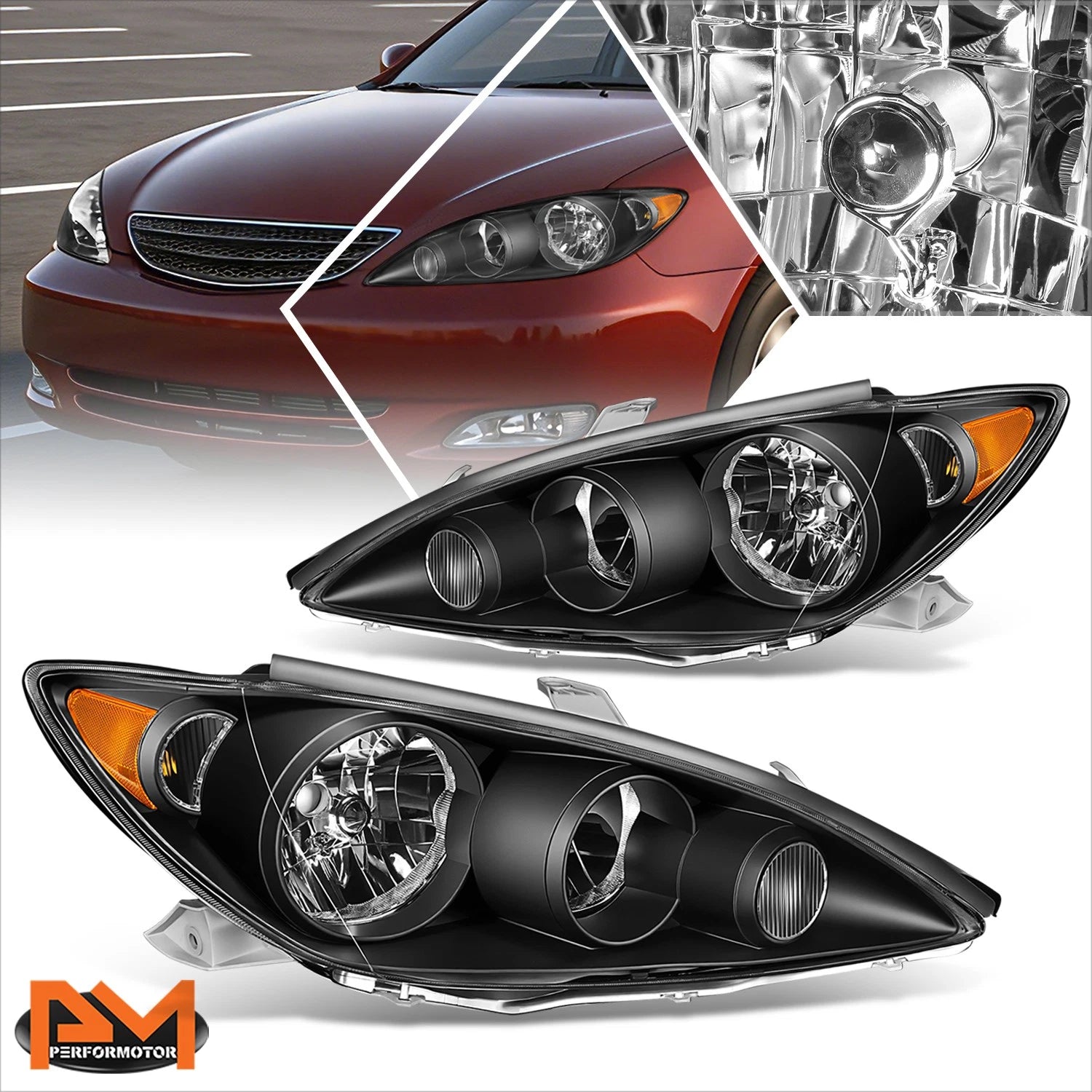Headlight and Amber Side Corner Signal Lamp Pair for Toyota Camry (2005–2006)