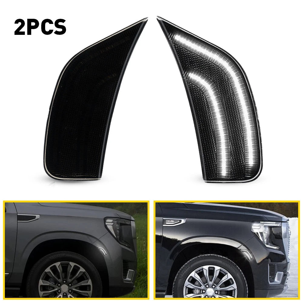 2X White LED Side Marker Lights for GMC Yukon XL Tahoe Suburban Escalade (2021–2023)