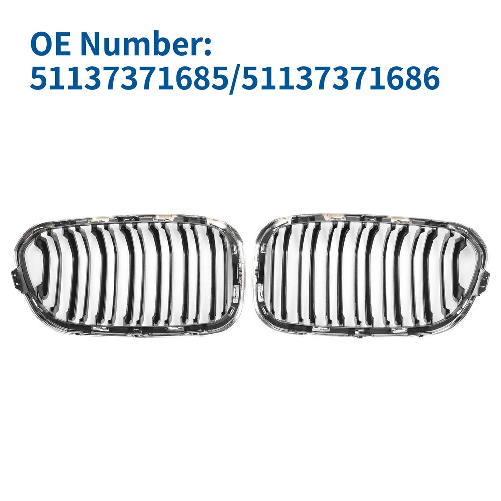Pair Front Upper Bumper Grille for BMW 1 Series F20 (2012–2019) Chrome
