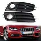Black Front Bumper Fog Light Grille Covers for Audi A4 B8 S4 (2008-2012)