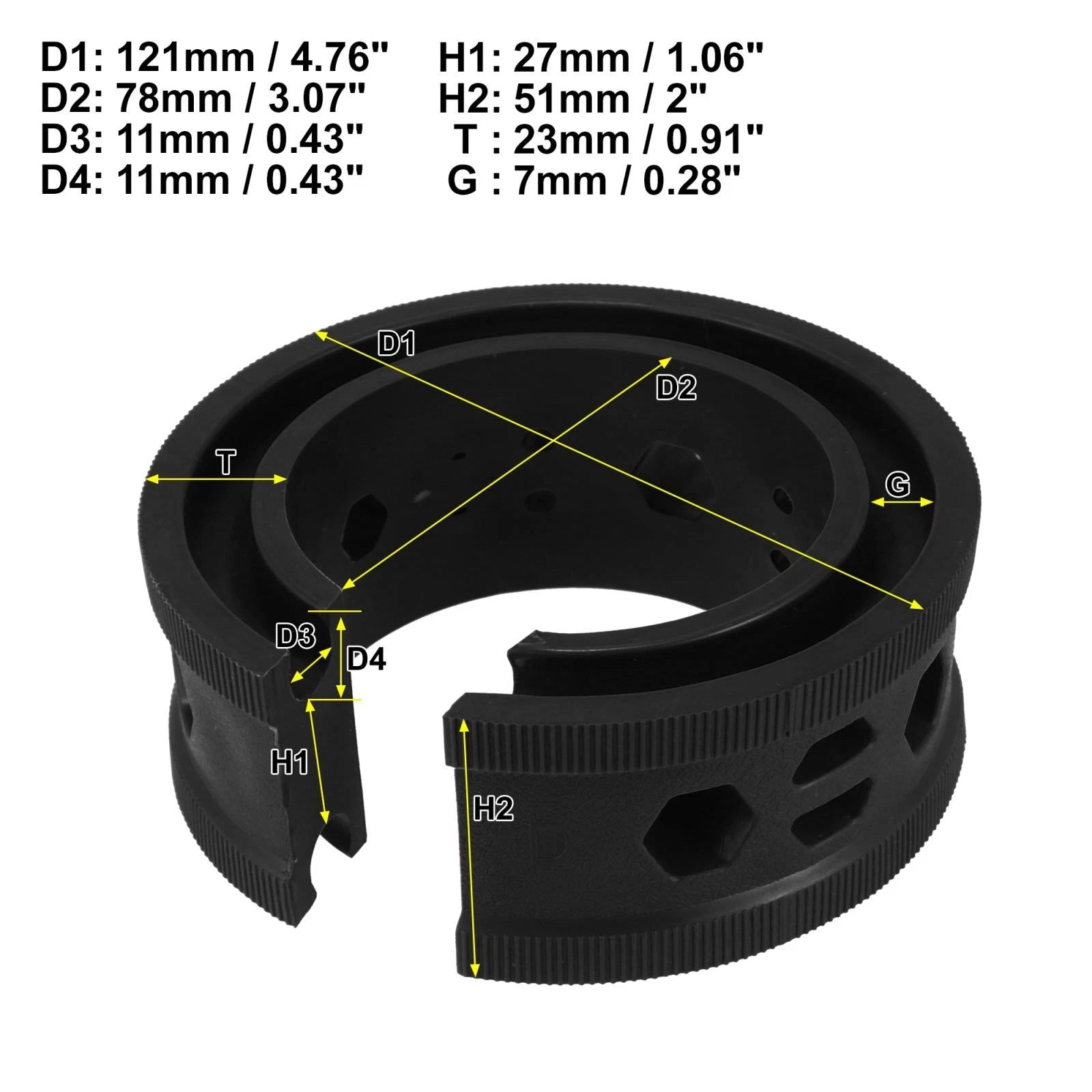 2X Black Coil Spring Rubber Buffer for Ford, Chevy (Universal D Type)