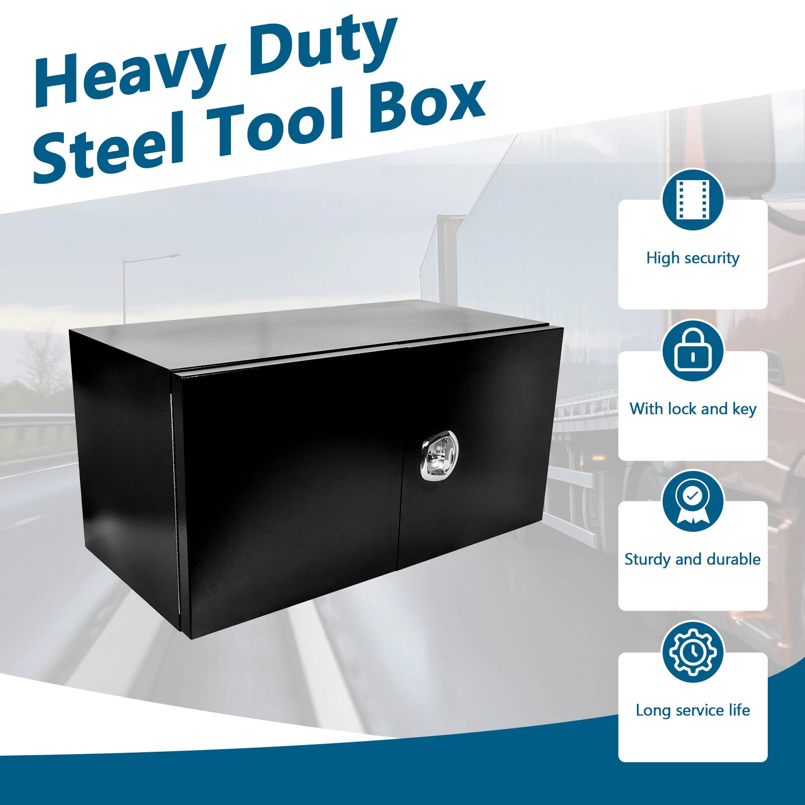 Black Steel Tool Box for Pickup Truck (48"X24"X24")