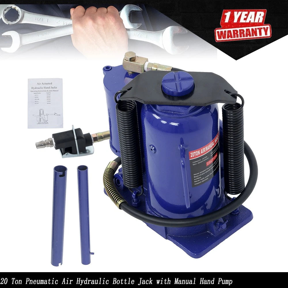 20 Ton Pneumatic Air Hydraulic Bottle Jack with Manual Pump for All Vehicles