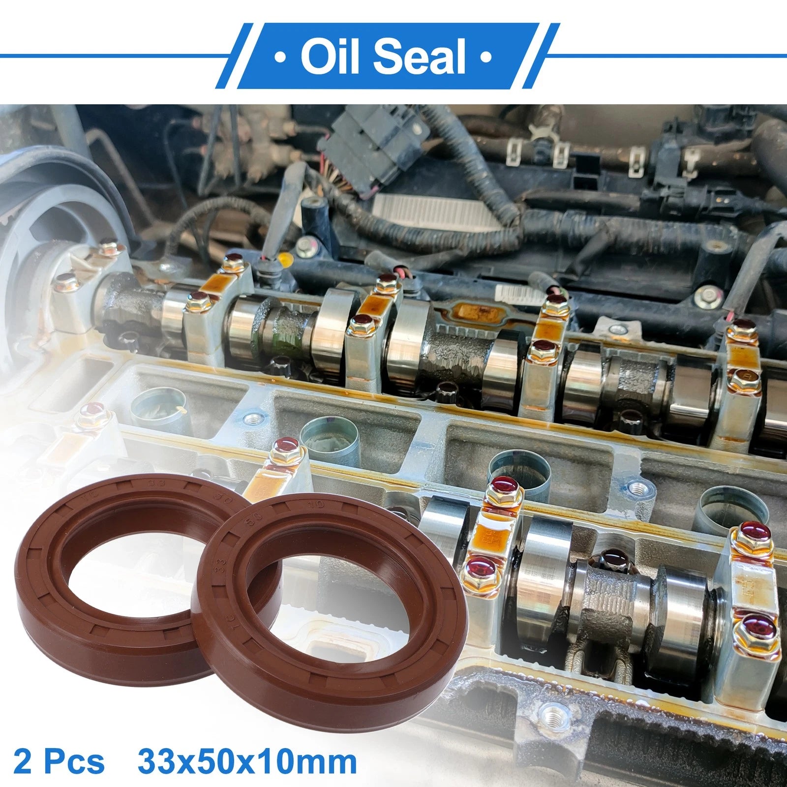 2X Oil Seal Rotary Shaft Seal   FKM Rubber 33x50x10mm