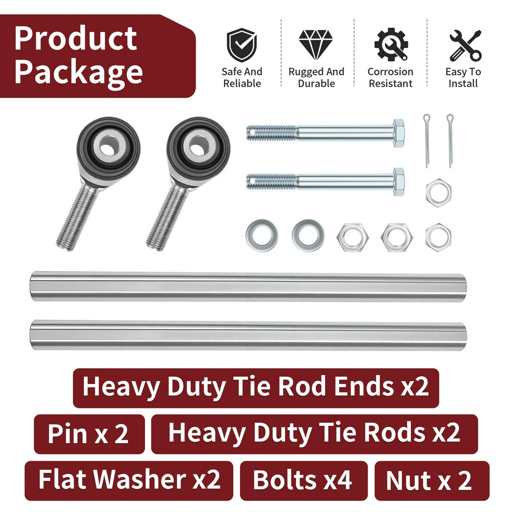 Set of 2 Heavy Duty Tie Rods w/End Kit for Can-Am Maverick 1000 1000R (2013–2018)