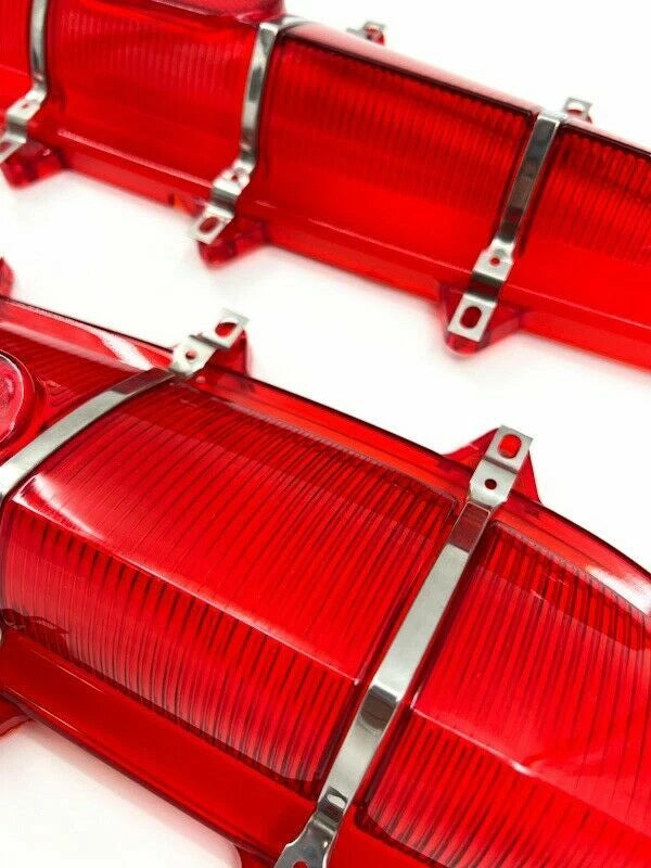 Tail Light Lenses with Trim Bars Replacement for 1959 Chevy Impala Bel Air