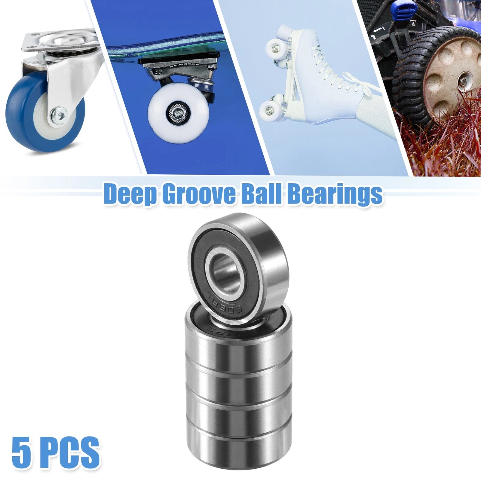 Set of 5 606-2RS 6x17x6mm Double Rubber Sealed Ball Bearings for Auto