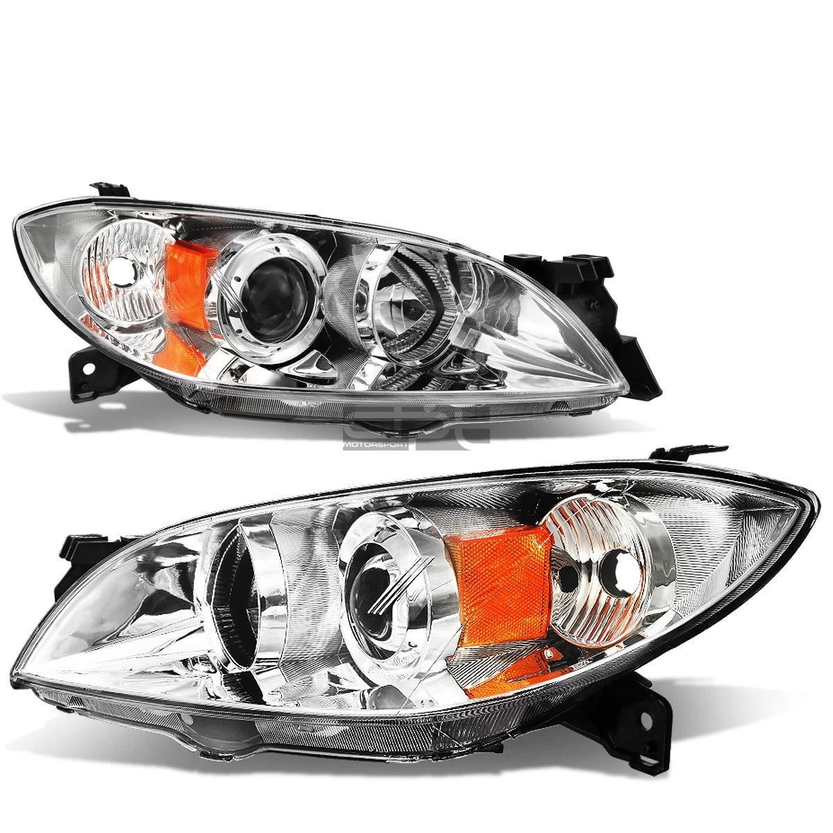 Chrome Housing Amber Side Euro Projector Headlight for Mazda 3 (2004–2009)