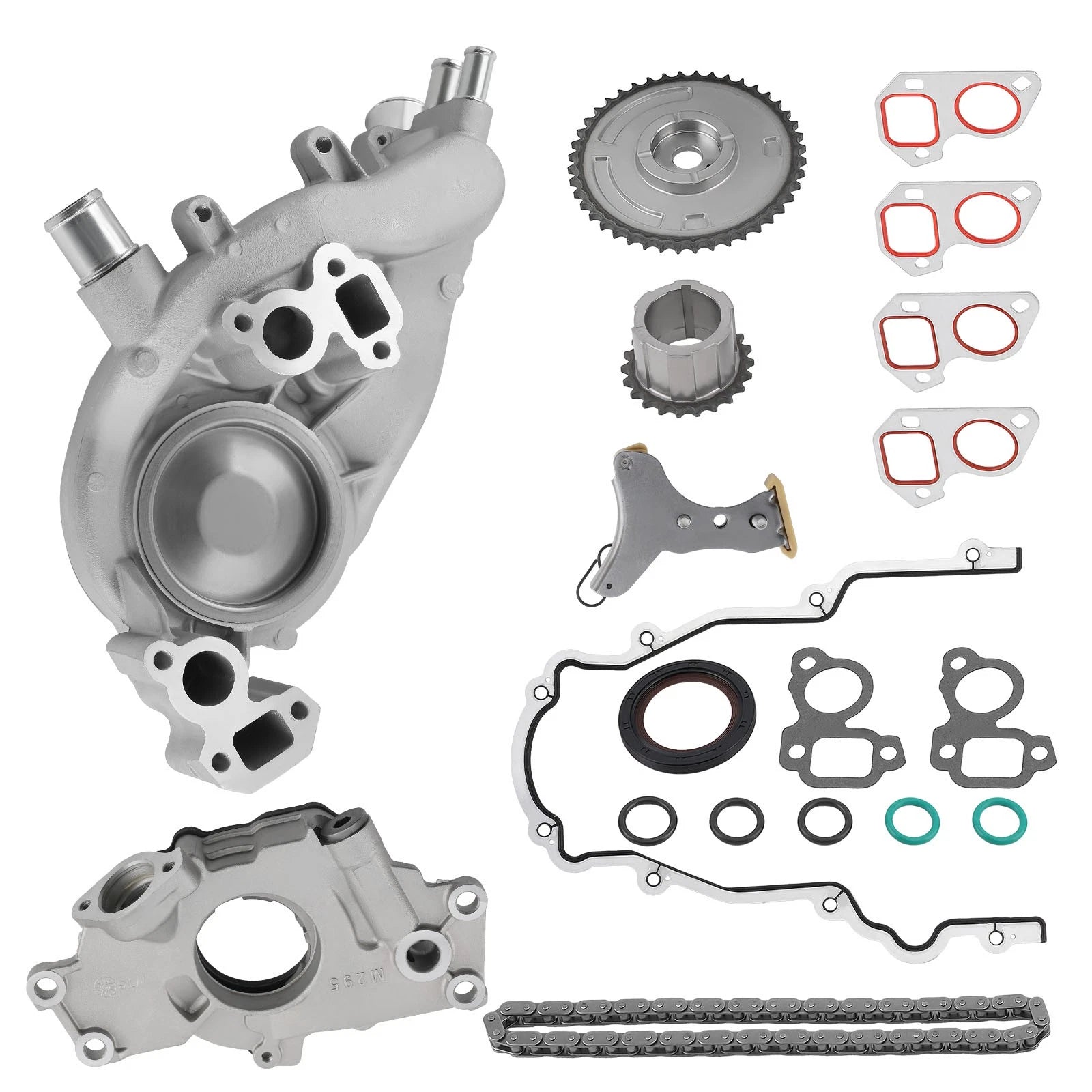 Timing Chain Kit with Cover, Oil & Water Pump for Cadillac GMC Chevrolet 5.3-6.2L