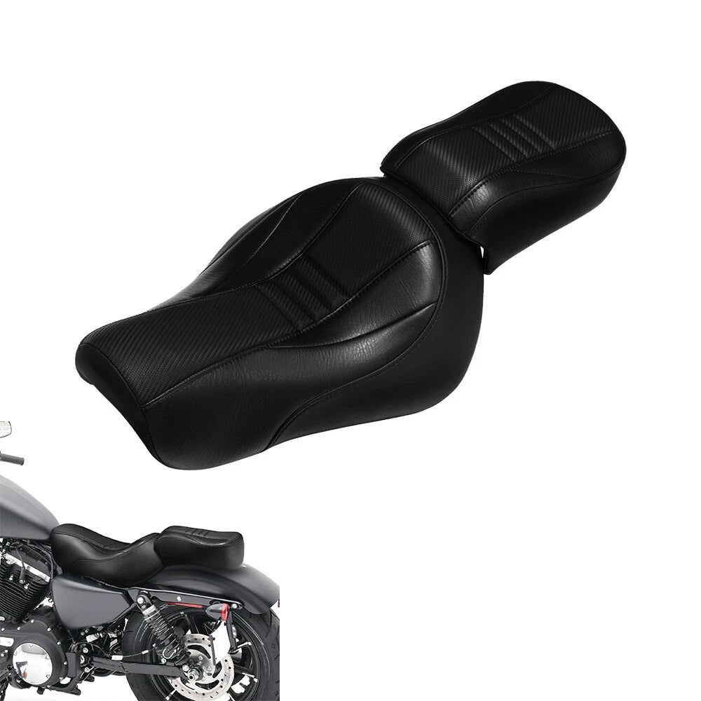Black Driver Rider Passenger Seat for Harley Iron 883 XL883N (2016–2022)