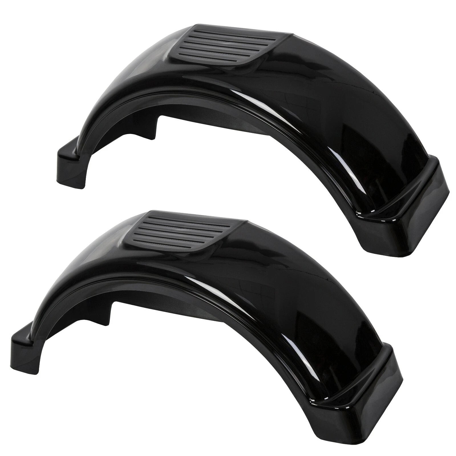 Set of 2 Single Axle Trailer Fenders for 13" Wheels (Black, Polished)
