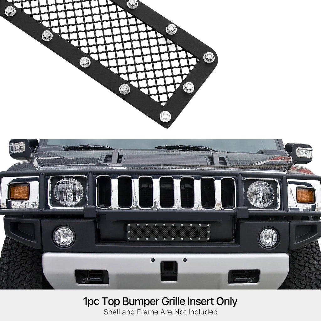 Stainless Steel Grille with Black Mesh Rivet Studs for Hummer H2 (2003-2007)