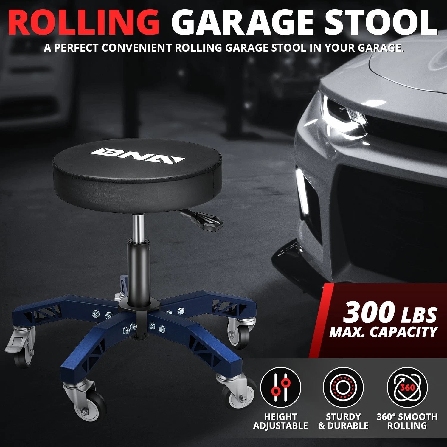 Adjustable Mechanics Roller Seat for Universal Use (18.3"-23.5")