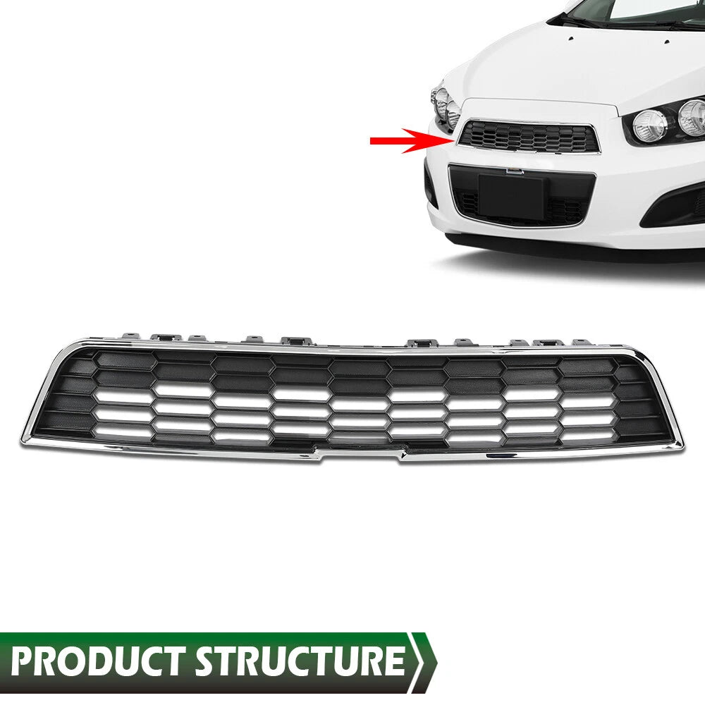 Front Bumper Upper Grille for Chevrolet Sonic (2012–2016) with Chrome Trim