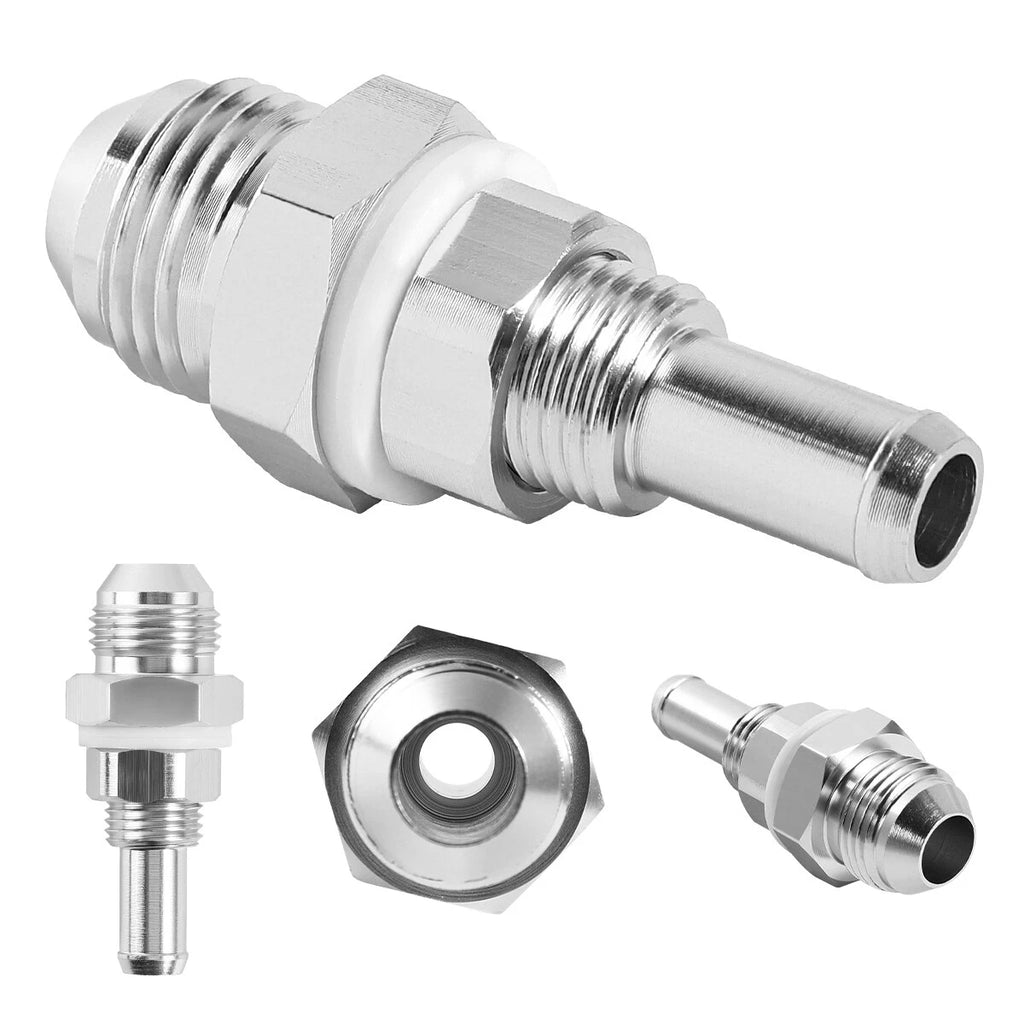 2Pcs -8AN Male Flare Bulkhead to 3/8 Hose Barb Fuel Tank Fitting Adaptor