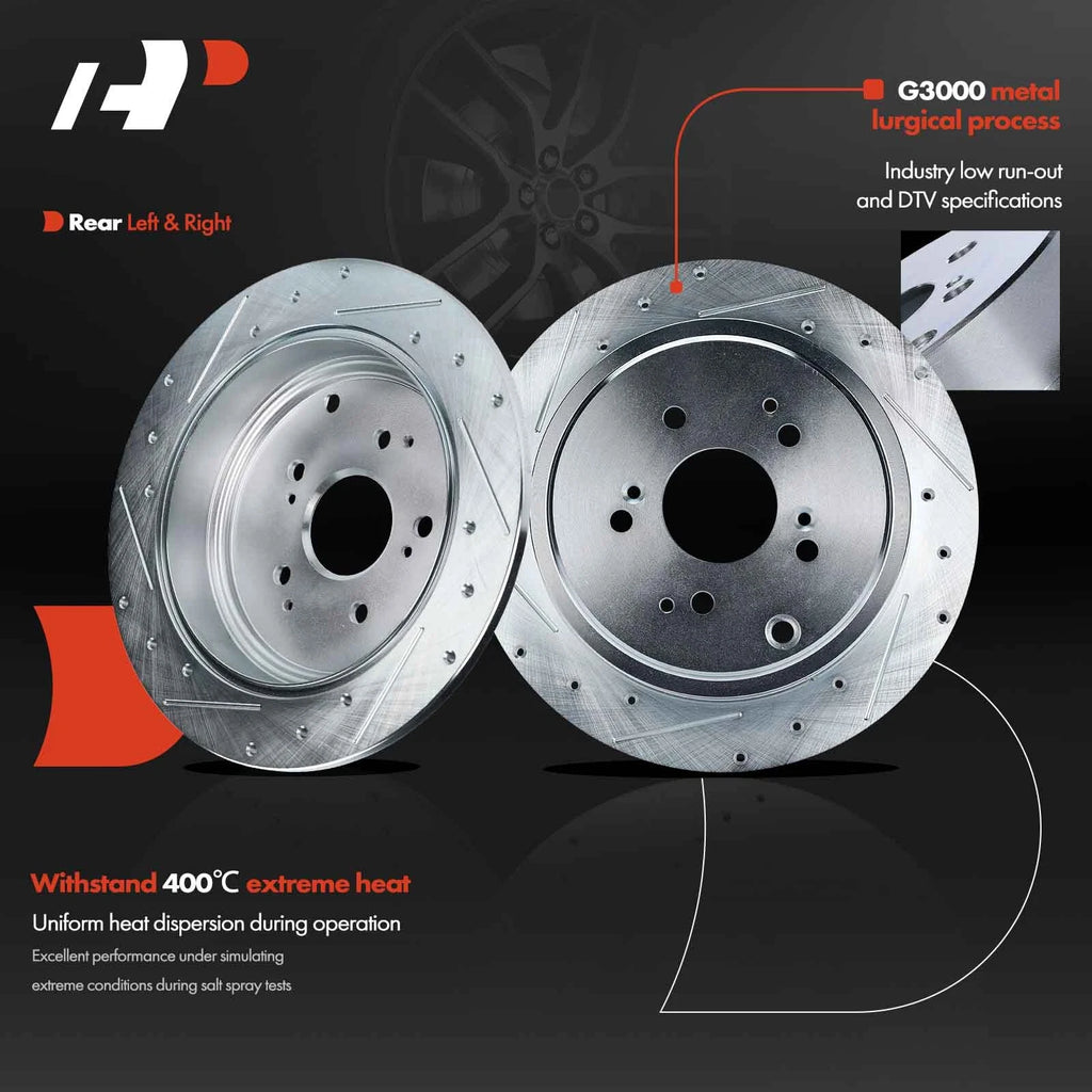 Set of 4 Drilled Brake Rotors for Honda Pilot (2003–2008) Acura MDX