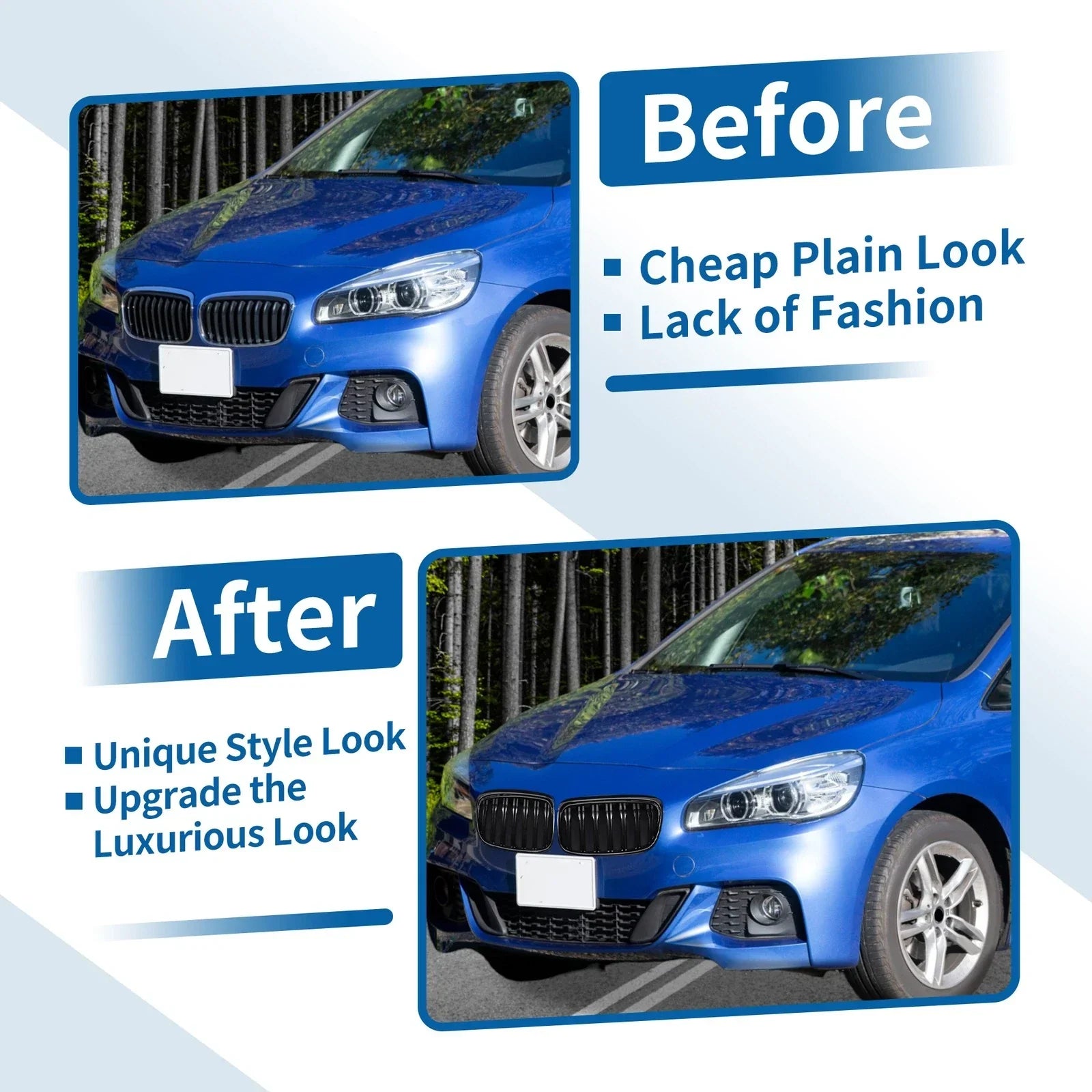 Front Upper Bumper Grille Grill for BMW 2 Series ActiveTourer Double Slat