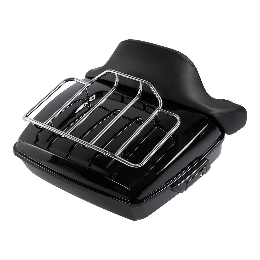 Black Chopped Trunk Backrest Luggage Rack for Harley Touring (2014–2026)