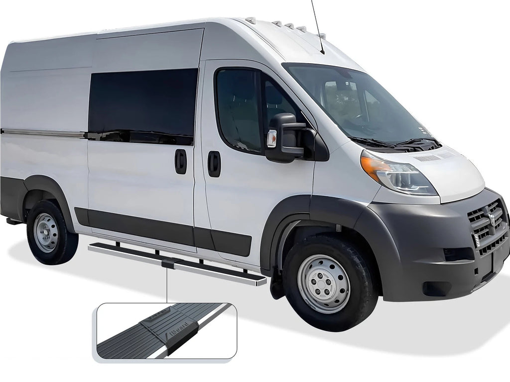 Set of 2 Running Boards for Ram ProMaster (2014-2026) 5in Silver