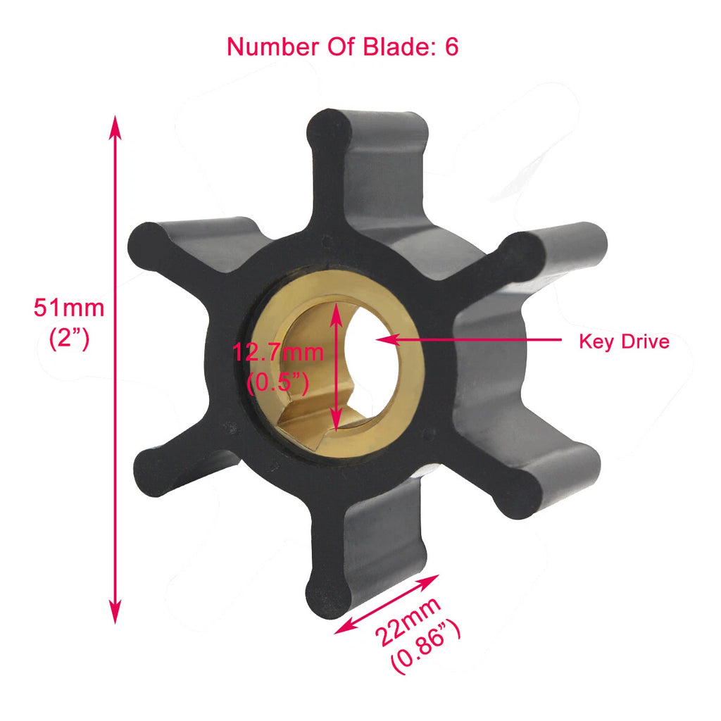 Flexible Impeller for Jabsco CEF 500129 Yanmar 124223-42092 JMP 7052