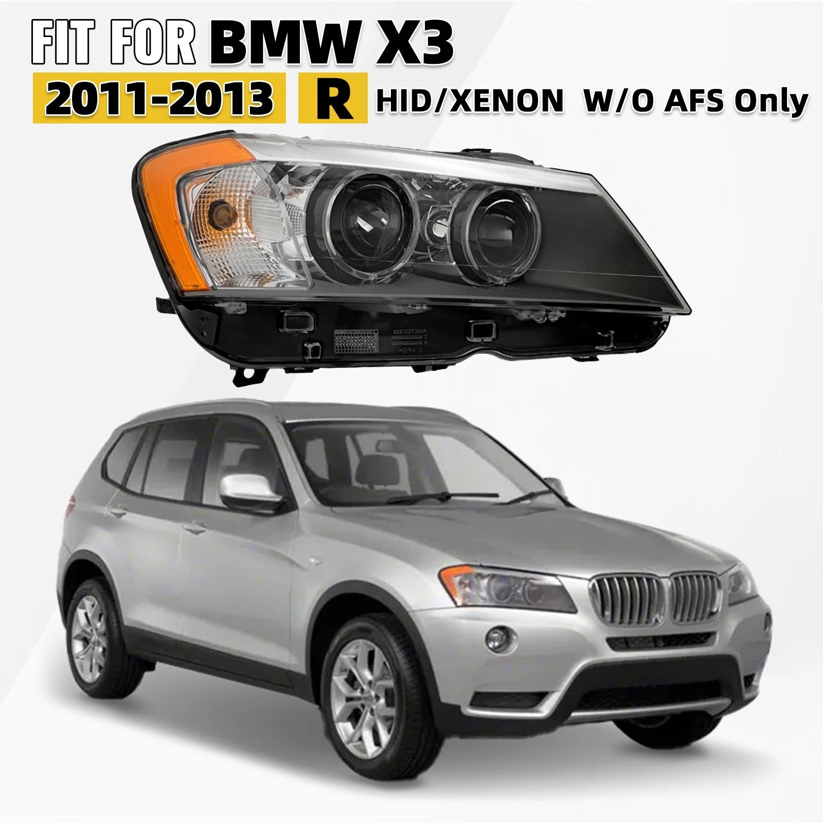 HID/Xenon Right Passenger Side Headlight for BMW X3 (2011–2013)