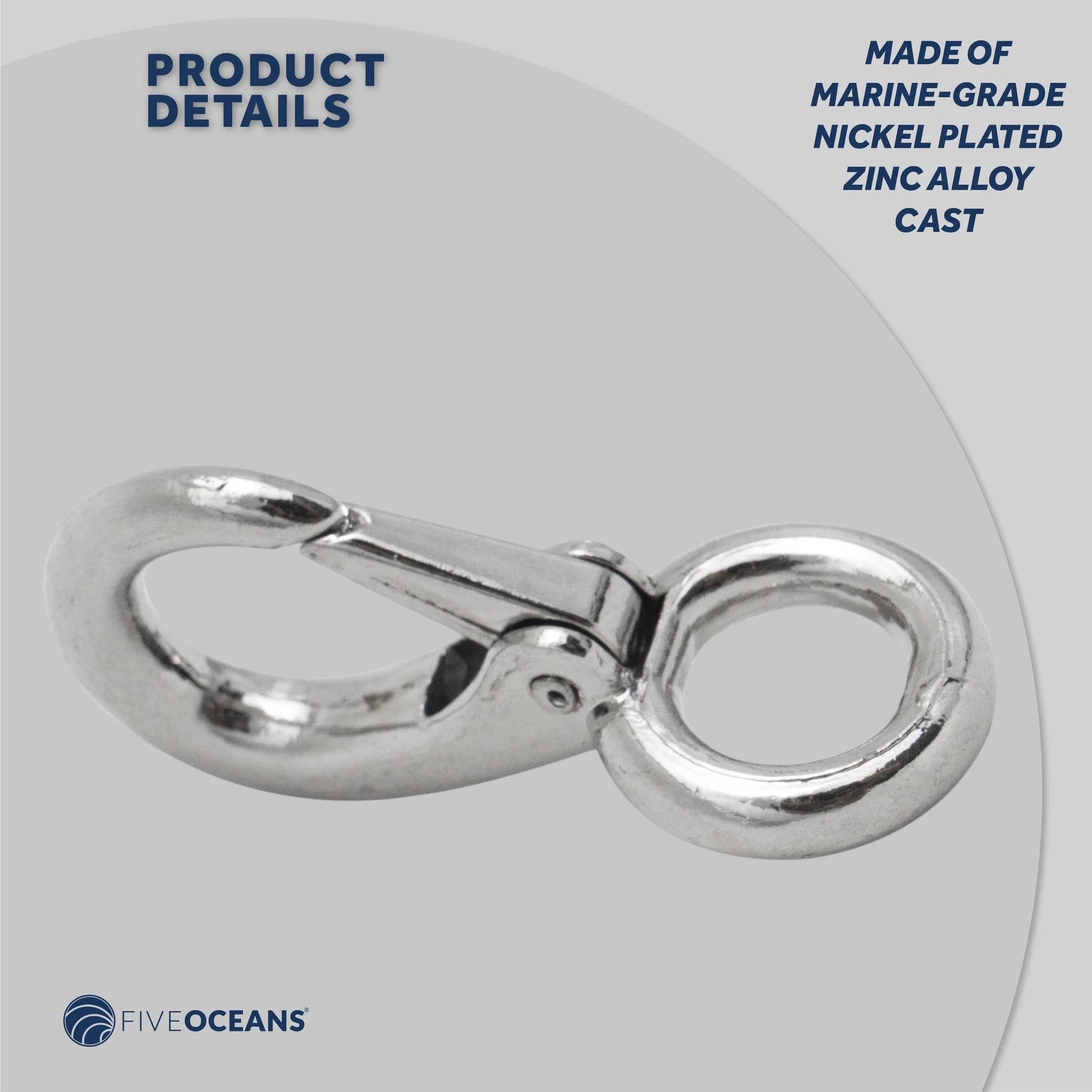 Set of 4 Swivel Eye Bolt Snap Hooks for Marine Use - Nickel Plated Zinc Alloy