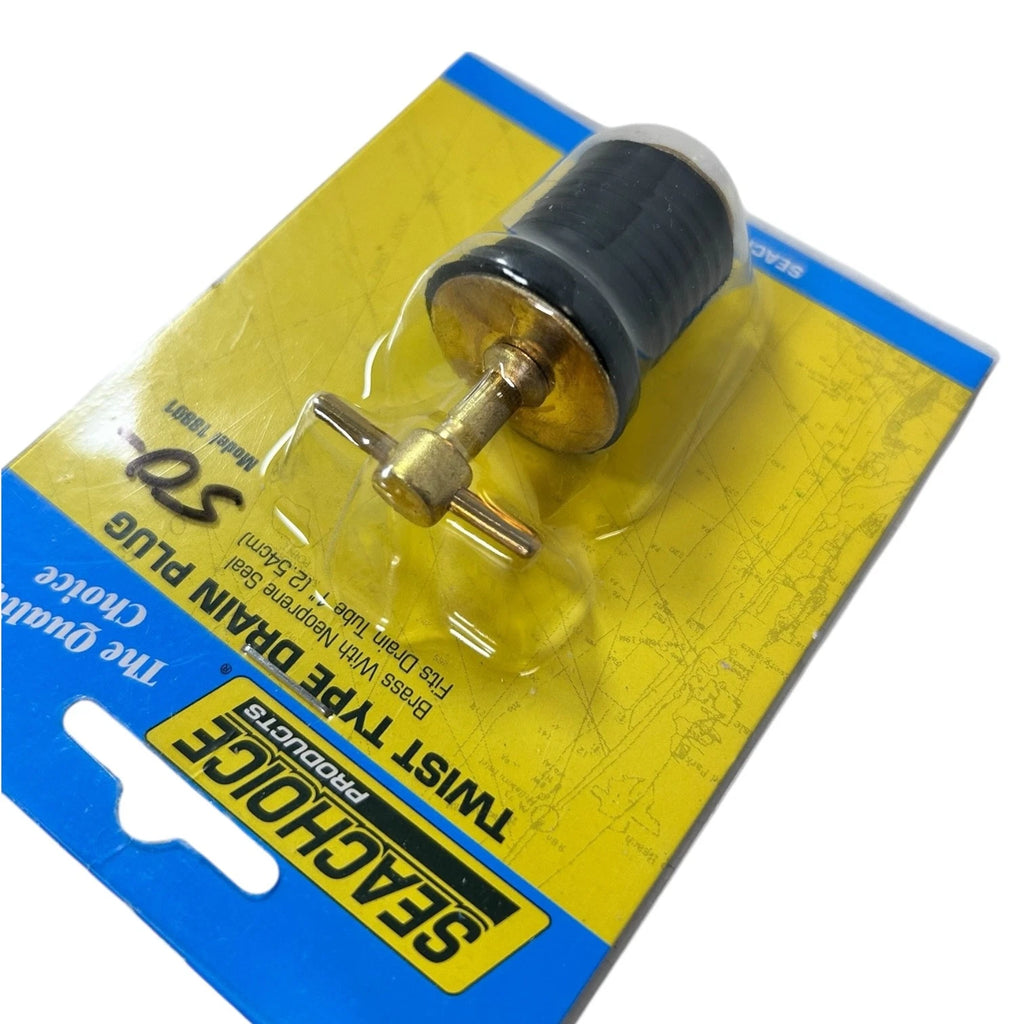 3X Marine Twist Type Drain Plug for SeaChoice (1'' Brass w/ Neoprene Seal)