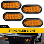 Set of 4 Amber Oval LED Trailer Truck Lights for Universal Use
